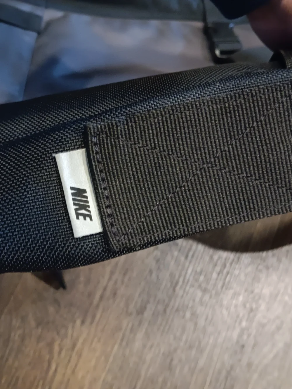 Nike Men's Black and Gray Messenger Bag with Buckle Closure